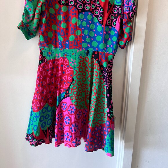 NWT Rhode Leanna Mini Dress - Mixed Print, Twist-Front - Size 14 - Picture 11 of 15